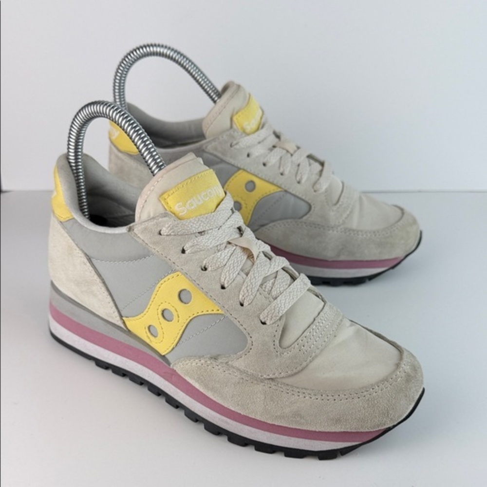 Saucony Jazz‎ Triple Women's Gray and Yellow Sneakers Size 6 - Picture 3 of 11